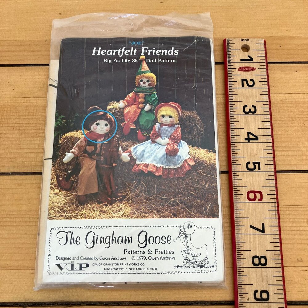 Cowboy Joe Doll Heartfelt Friends Sewing Pattern Gingham Goose GGP007 Vtg 1979